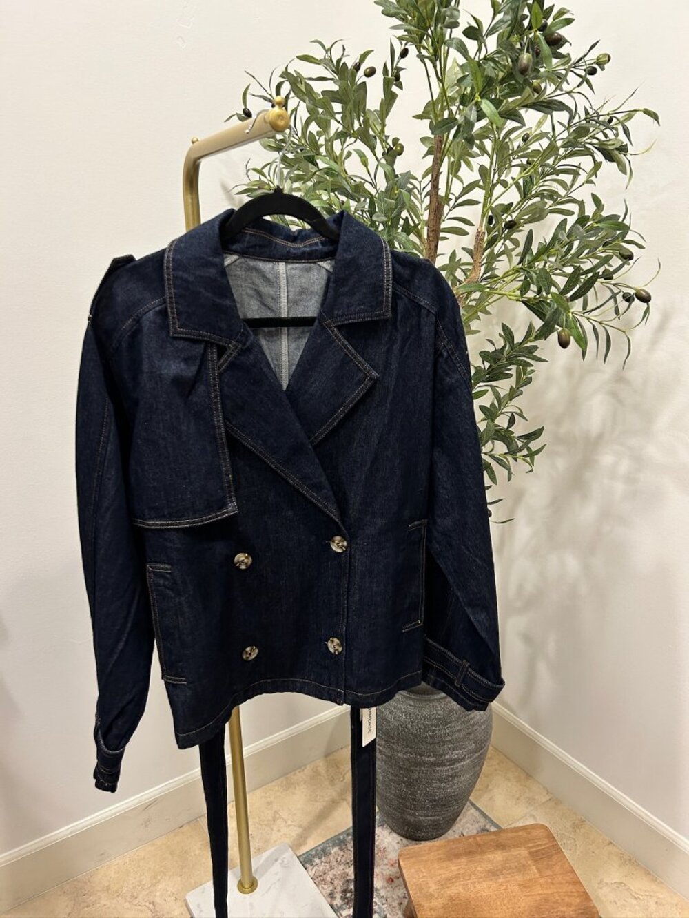 Commense Denim Short Trench Coat